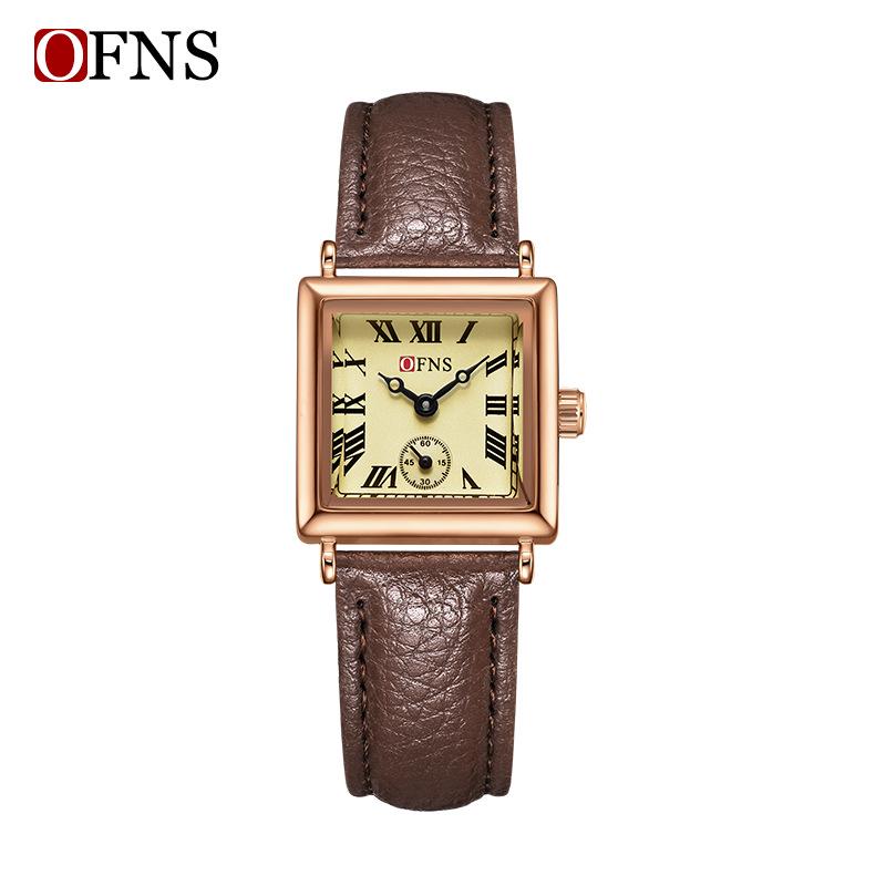OFNS Women's Classic Luxury Retro Square Quartz Watch with Roman Numerals