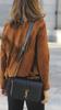 Echtes Lammfell Wildleder Handgemachte Fransenjacke Damen Braun Motorrad Leder