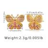 Fashion Small Delicate 18k Gold Plated Colorful Zircon Butterfly Stud Earrings For Women