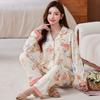Fashion sweet printed pajamas women's spring and autumn imitation cotton long-sleeved loungewear large size comfortable mother suit
