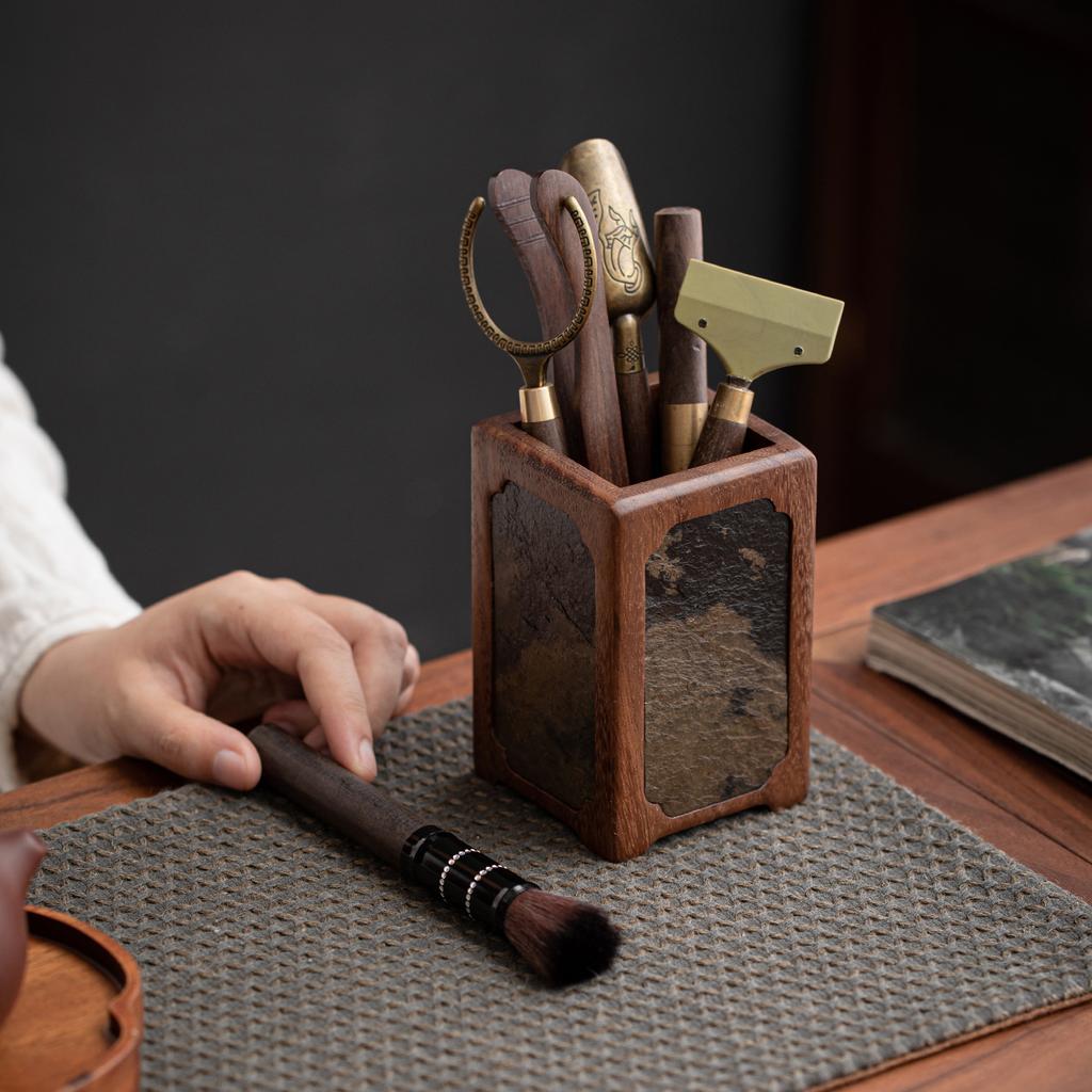 High-end Accessible Luxury Tea Ceremony Six Gentlemen Suit Walnut Rock House Tea Making Tools Supplies Tea Table Accessories