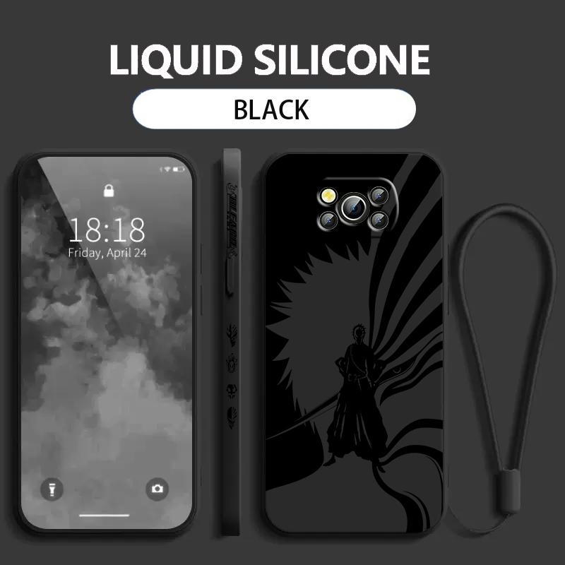 Anime BLEACH Kurosaki Ichigo For Xiaomi Poco Phone Case For X4 X3 F4 F3 NFC M5 M4 M3 GT S Pro 4G 5G Liquid Left Rope Cover