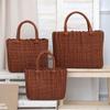 Cesta de Compras de Vime Trançado à Mão de Rattan PE 24*14*18cm/23*12*18cm Cesta de Armazenamento para Piquenique Multicores