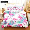 Pink Flamingo Duvet Cover Green Leaves Floral Animal Print Bedding Set For Kids Girls Tropical Pattern Design Bedroom Decor