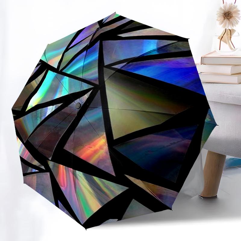 Abstract Color Geometric Umbrella Automatic Open/close, Iron Frame & 8-Rib Structure, Umbrella for Women & Men, Christmas Gifts