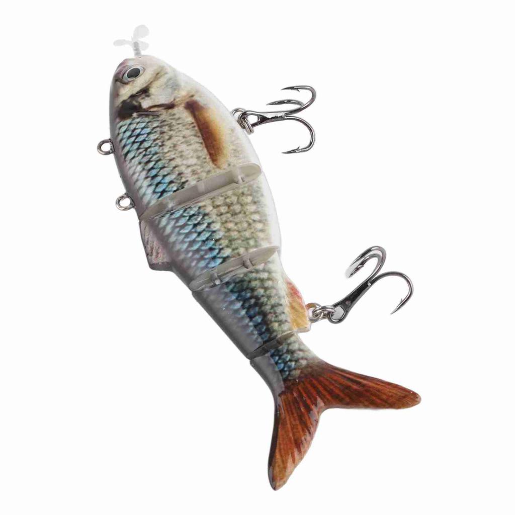 Robotic Swimming Lure Multi Jointed Rechargeable Electric Fishing Lure with Green LED Light