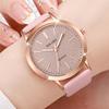 3PCs/Set Korean Women's Watch Fashion Versatile Leather Strap Grey Pink White Watch