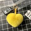 Cartoon Design Heart Fluffy Fur Keychain Heart Shape Heart Plush Pendant  Gift