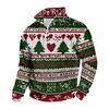 Men's Sweatshirt with Stand Collar Christmas Print Pullover for Casual Wear