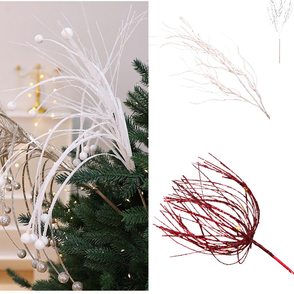 Shimmering Christmas Tree Decoration Sparkling Artificial Plastic Branch For Holiday Tree Wreath Wedding Decoration
