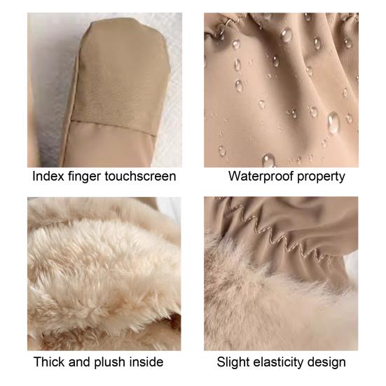 1 Paire Gants d'Hiver Doublure Velours Épaissie Tissu Imperméable Coupe-vent Écran Tactile Gants Sports d'Hiver