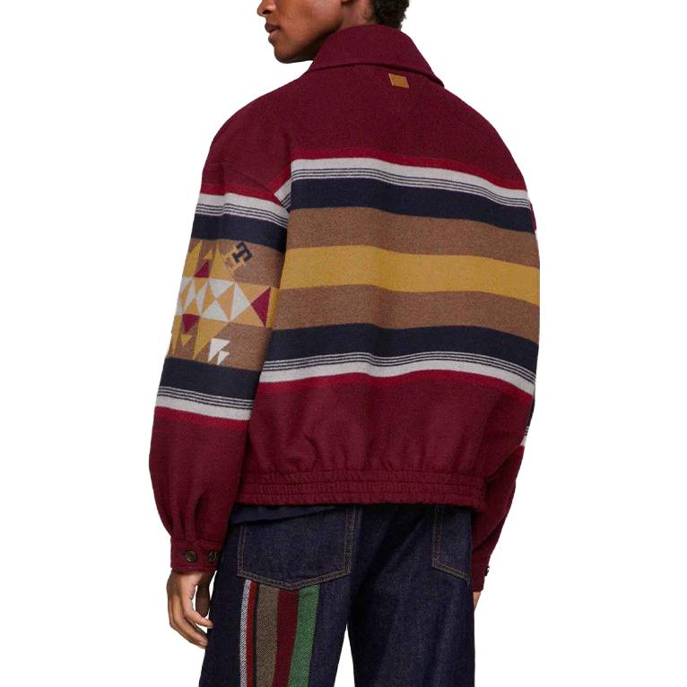 Tommy Hilfiger X Pendleton Collaboration Loose Fit Lapel Striped Diamond Jacket Unisex Jacket Multi-color MW0MW34029