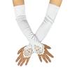 Damen Satin Haken Finger Lange Fingerlose Handschuhe Retro Stil Oper Abendkleid Zubehör Etikette Hohe Elastizität Hochzeit