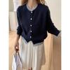 Autumn Korean Candy Color Long-sleeved Fake Two-piece New Slim Niche Knitted Sweater Cardigan