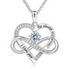 Cross-Border New Style Micro-Inlaid Zircon Infinite Heart-Shaped Copper Link Chain Necklace Twelve Birthstone Pendant Fashion