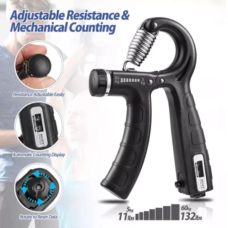 5-60KG Grip Strength Trainer Sport Hand Strengthener Adjustable Forearm Trainer Forearm Finger Exerciser For Muscle Building