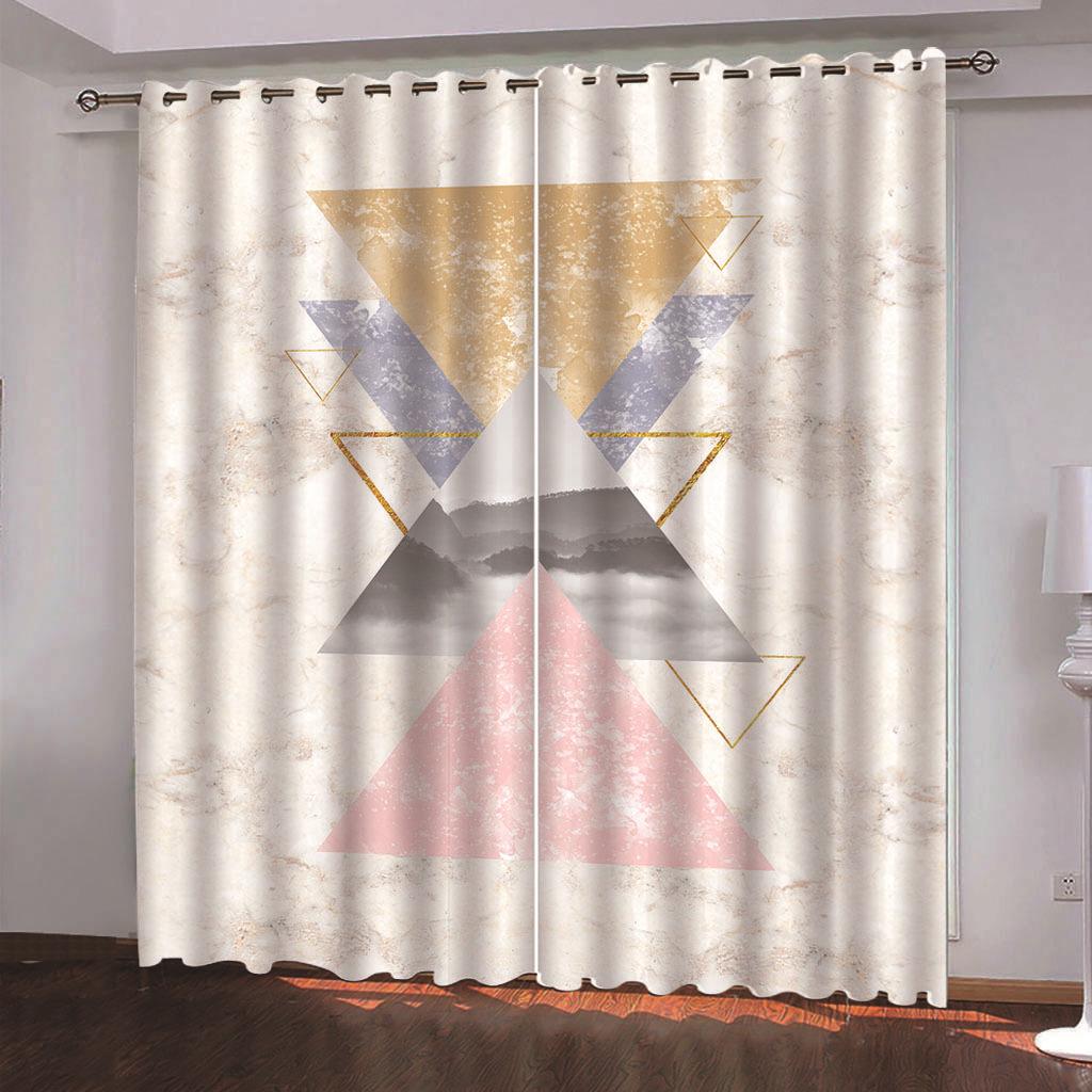 

Абстрактная геометрия Art Line Cube Тонкие затемняющие жалюзи на окна для детей, спальни, гостиной, кухни, двери, домашний декор2Pieces W50 X H130(CM)X2&Grommet Top