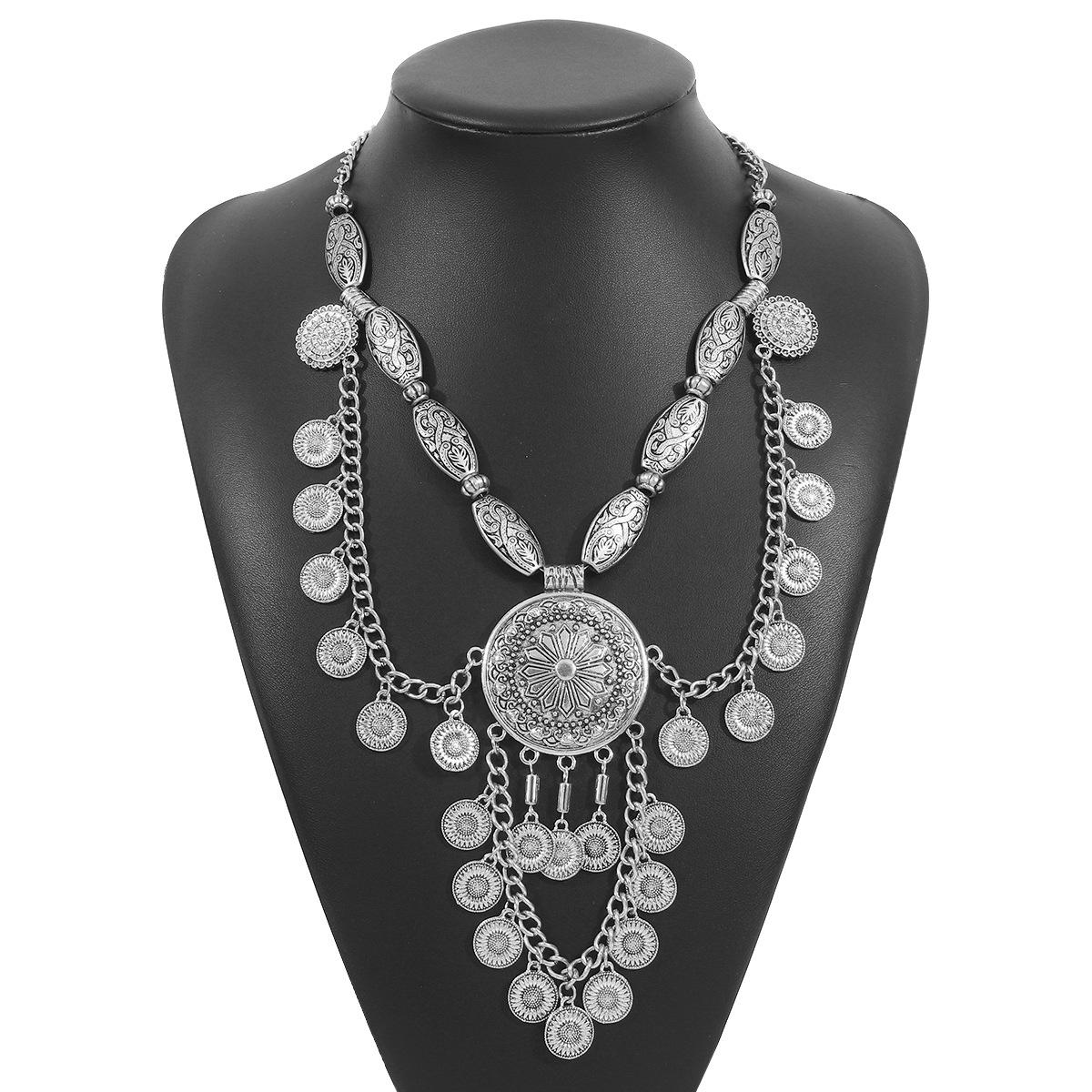 

Европейское и американское ретро геометрическое ожерелье с бахромой, богемный этнический стиль, персонализированная цепочка для ключицы