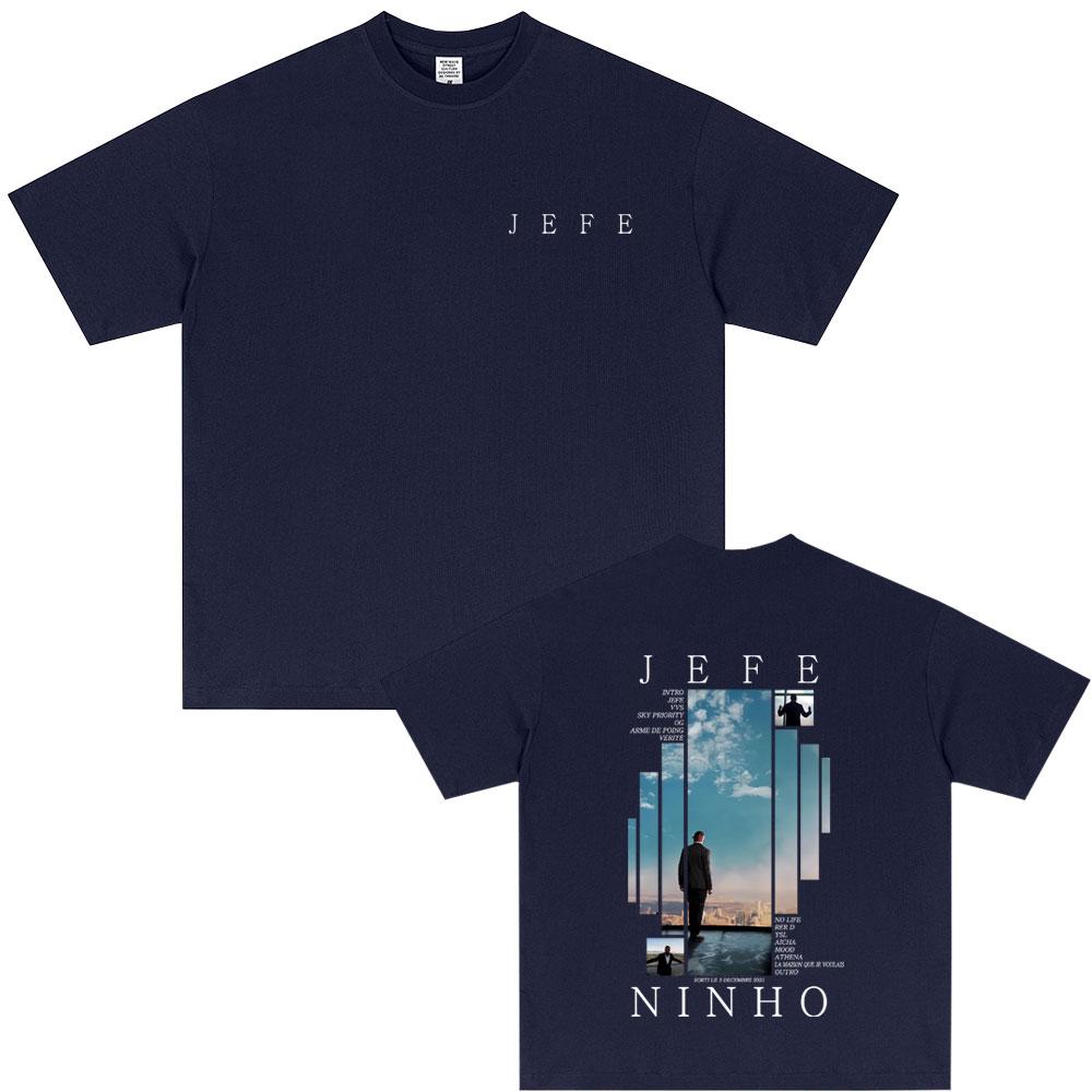 Rap Singer Ninho Jefe Pattern T-shirt 2025 Summer Men's Women's Fashion Super Street Headwear Hip-hop Pop Music Cotton T-shirt