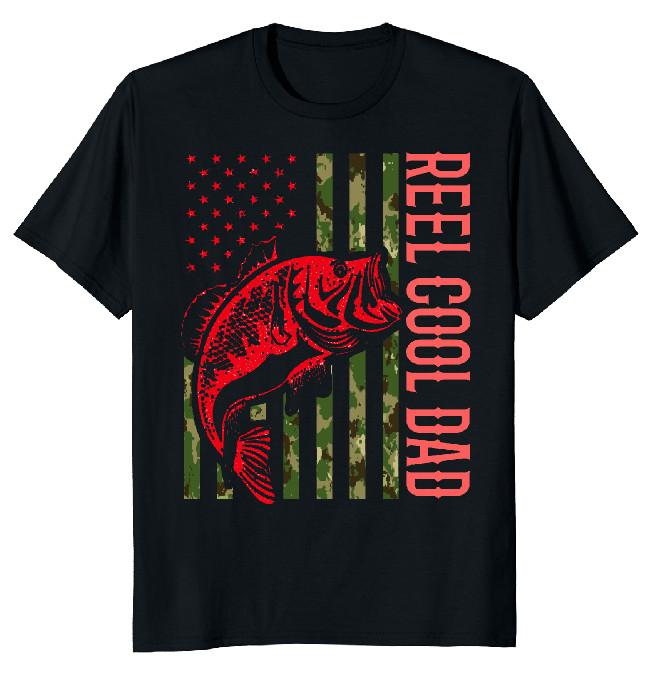 NEW LIMITED Fishing Reel Cool Dad Flag Classic Novelty Tee S