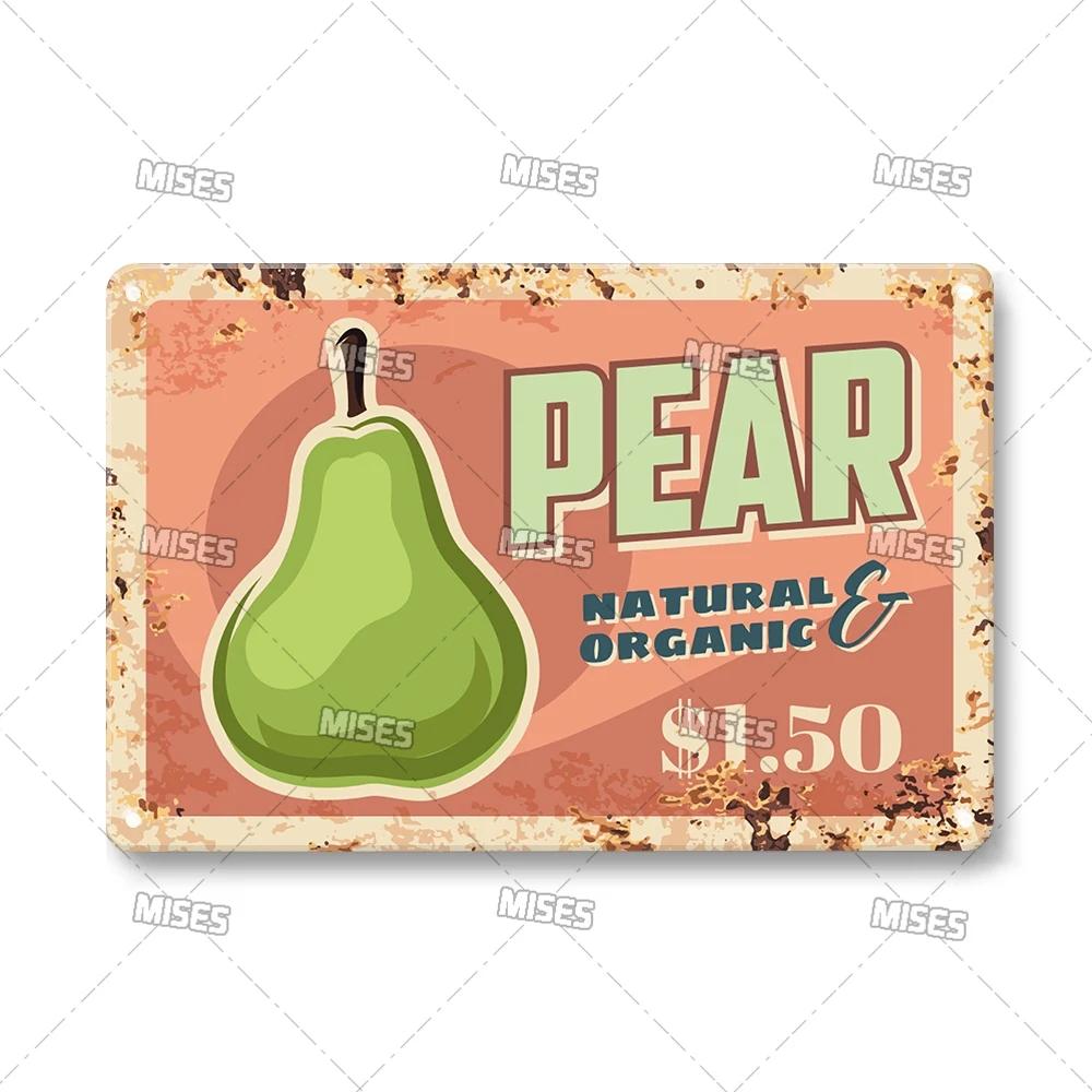 MISES Vegetable And Fruit Metal Tin Sign Retro Metal Plaque Decorative Plate Man Cave Studio Farm Metal Sign Kitchen Wall Plate