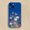 Purple Floral Pattern Phone Case For iPhone 16 16E 15 14 13 12 11 Pro Max XR X XS 12 Mini 16E 7 8 Plus Silicone Cover