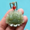 Pendant Lotus Blooming Wealth Lotus Jade Necklace for Men and Women
