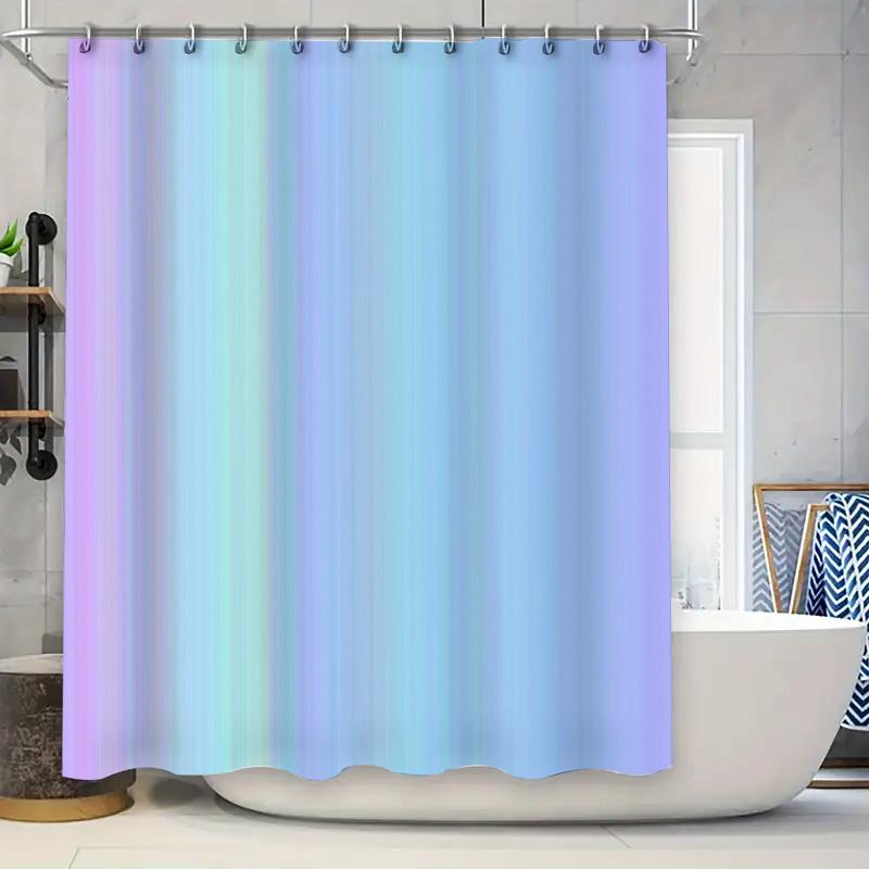 Modern Bath Shower Curtain with Horse Print for Bathroom Decoration White Polyester Fabric Hanging Rings Included (180cm X 240cm