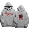 Stray Kids Script Logo ATE Group Lightning Hoodie Stray Kids Members Group Photo with White Lightning & ATE Metal Logo, Oversized K‑Pop Fan Pullover