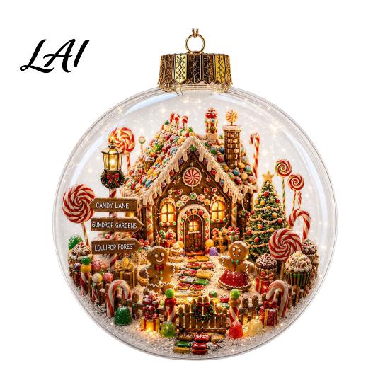 Regali di Natale per la Famiglia Ornamento Luminoso con Storia Mini Scena Festiva in Palla Trasparente con Luci LED Decorazioni da Appendere Decorazione in Acrilico Decorazione Albero