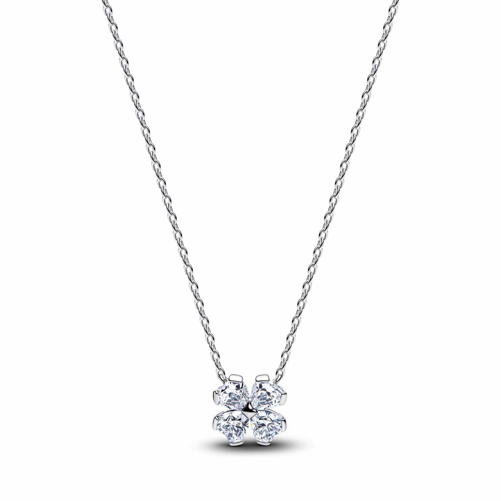 New Original 925 Silver Four-Leaf Clover Butterfly Star Moon Heart Key Necklace Fit Women Jewelry Valentine's Day Gift