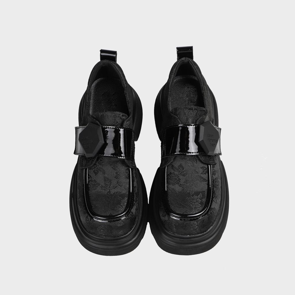 National Style Small Leather Shoes Thick Heel New Chinese Embroidered Loafers Platform Shoes Women's Single Shoes Women's 2025 Spring Women's Shoe