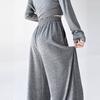 Gray Knitted Glutinous Pants Women Spring Autumn Lazy Walking Wide Leg Straight Loose Casual Drapey Floor-Length Pants