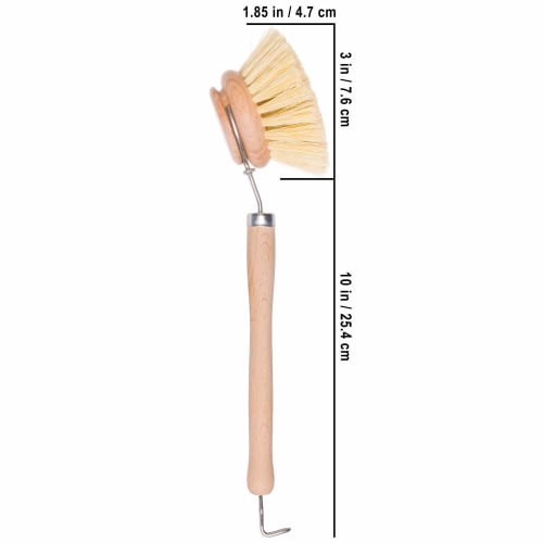 Redecker Kitchen Brush with Handle/Plant Fiber, Medium Size (Plant Fiber Bristles)