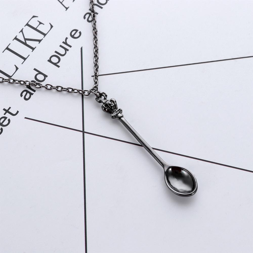 Jewelry Mini Charm Necklace Vintage Crown Spoon Pendant