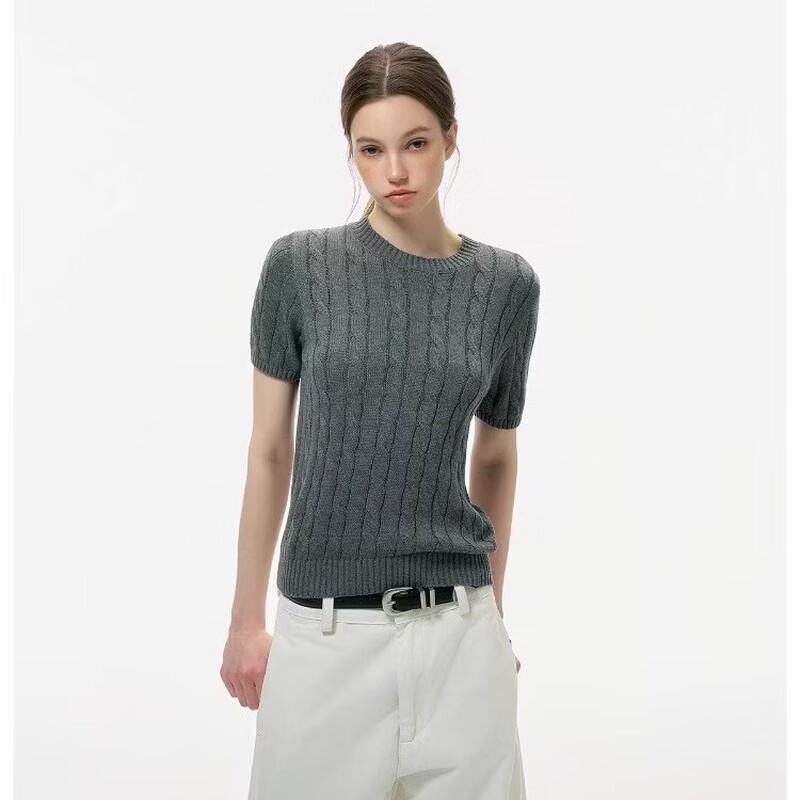 ICH MODE Women's 'Old Money' Cable Knit Short Sleeve T-Shirt