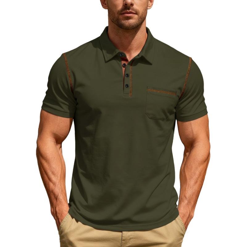 Summer new fashion solid color men's short-sleeved spot casual business sports lapel
