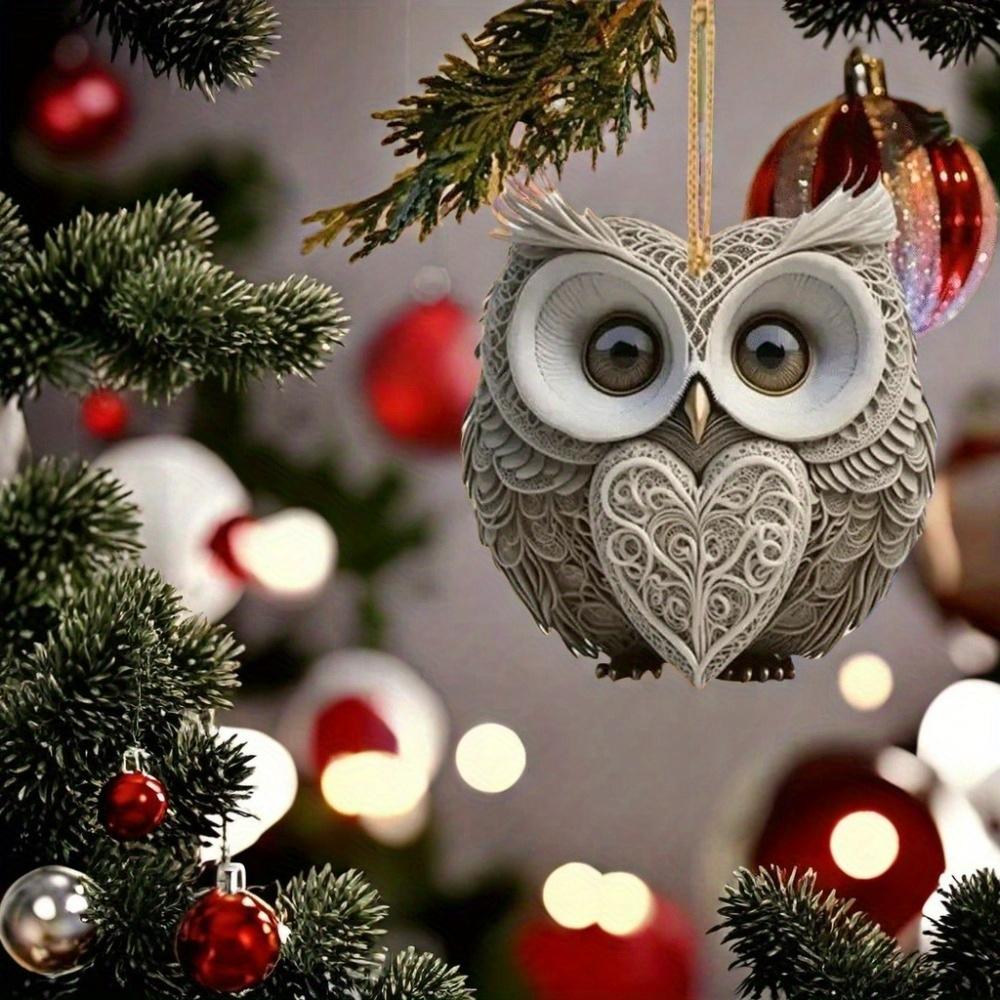 2pcs Charming Owl Shaped 2D Embossed Charms: Versatile Charms for Backpacks, Holiday Keychains,Christmas Tree Decorations