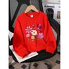 European sizes Kids' Round-Neck Hoodie | Floral Pattern with Pink and White, , Sportswear and Casual Wear, Soft and Comfortable, Playful Design