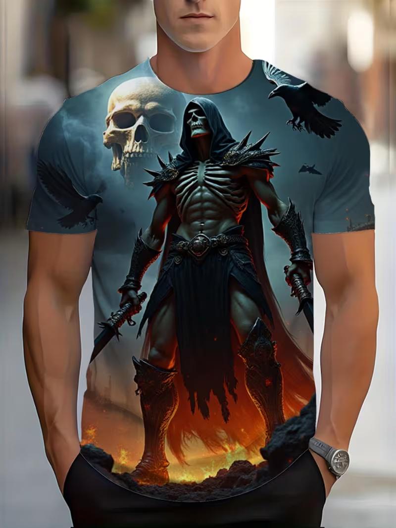 

Men s Retro 3D Graphic Print T-Shirt - Perfect for Daily Wear and Vacation S