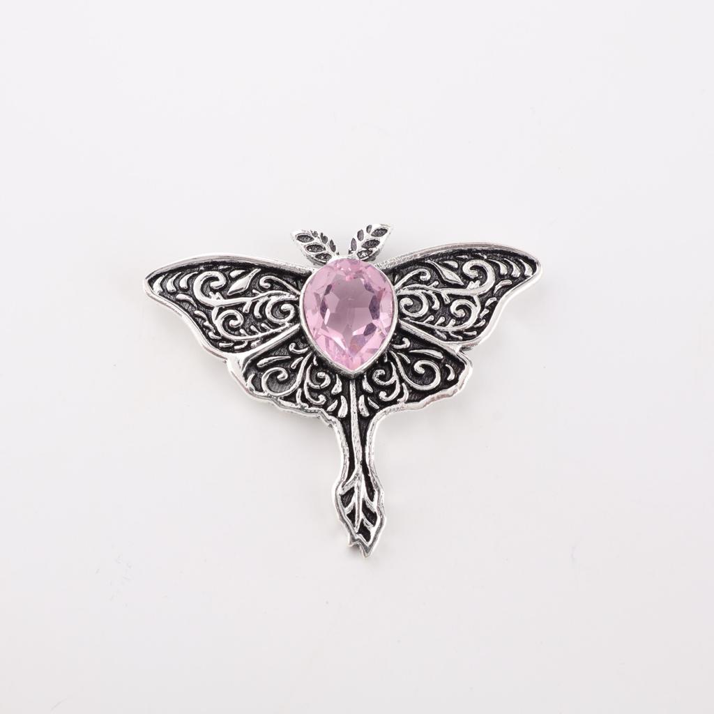 Pink Morganite Gemstone 925 Sterling Silver Jewelry Pendant  1.2" Gift For Mom CP-31-8