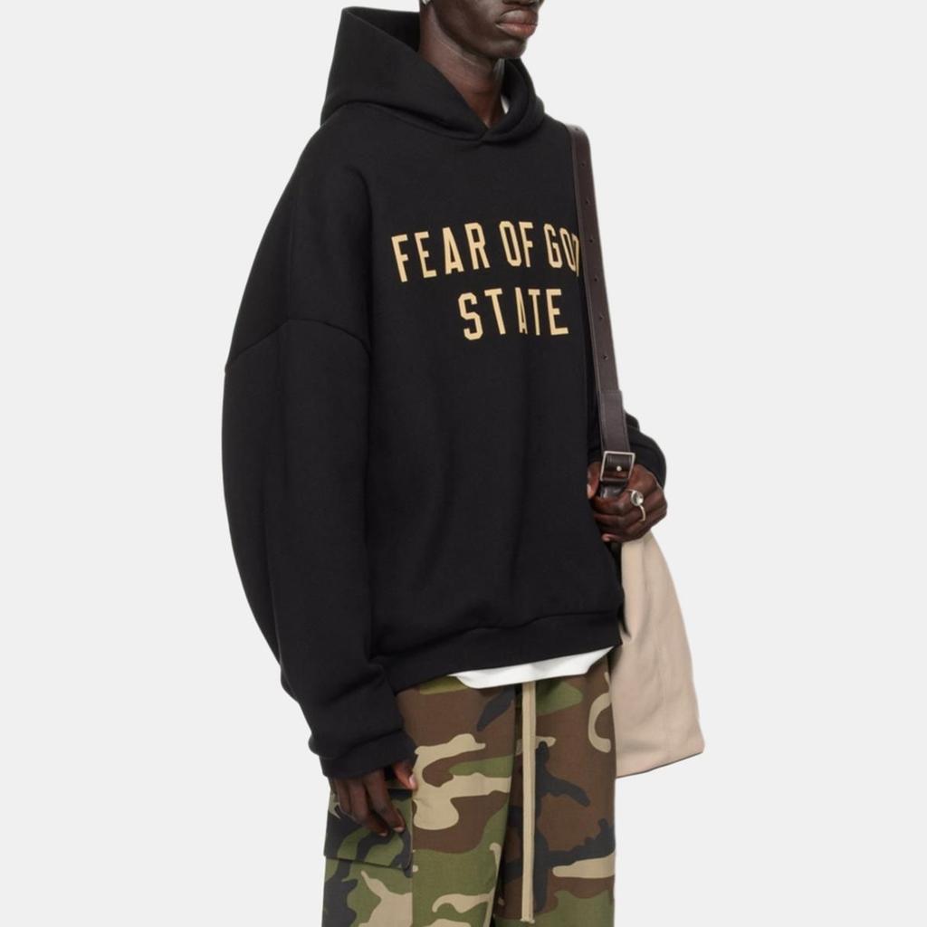 Fear of God Essentials SS25 Fleece Hoodie 'Black Yellow' Men's 192BT246250F
