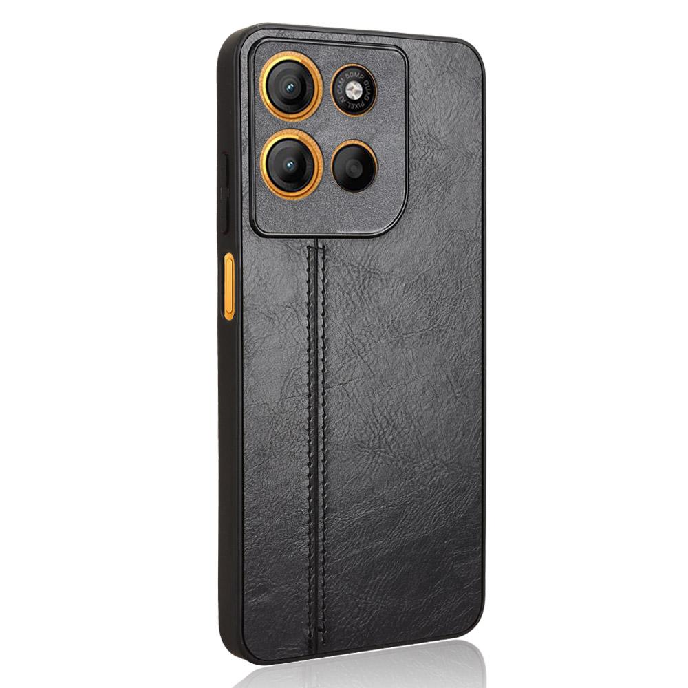 For Motorola Moto G15 Power 4G/G15 4G Case Cowhide Texture Leather+TPU+PC Phone Cover Stitching Line