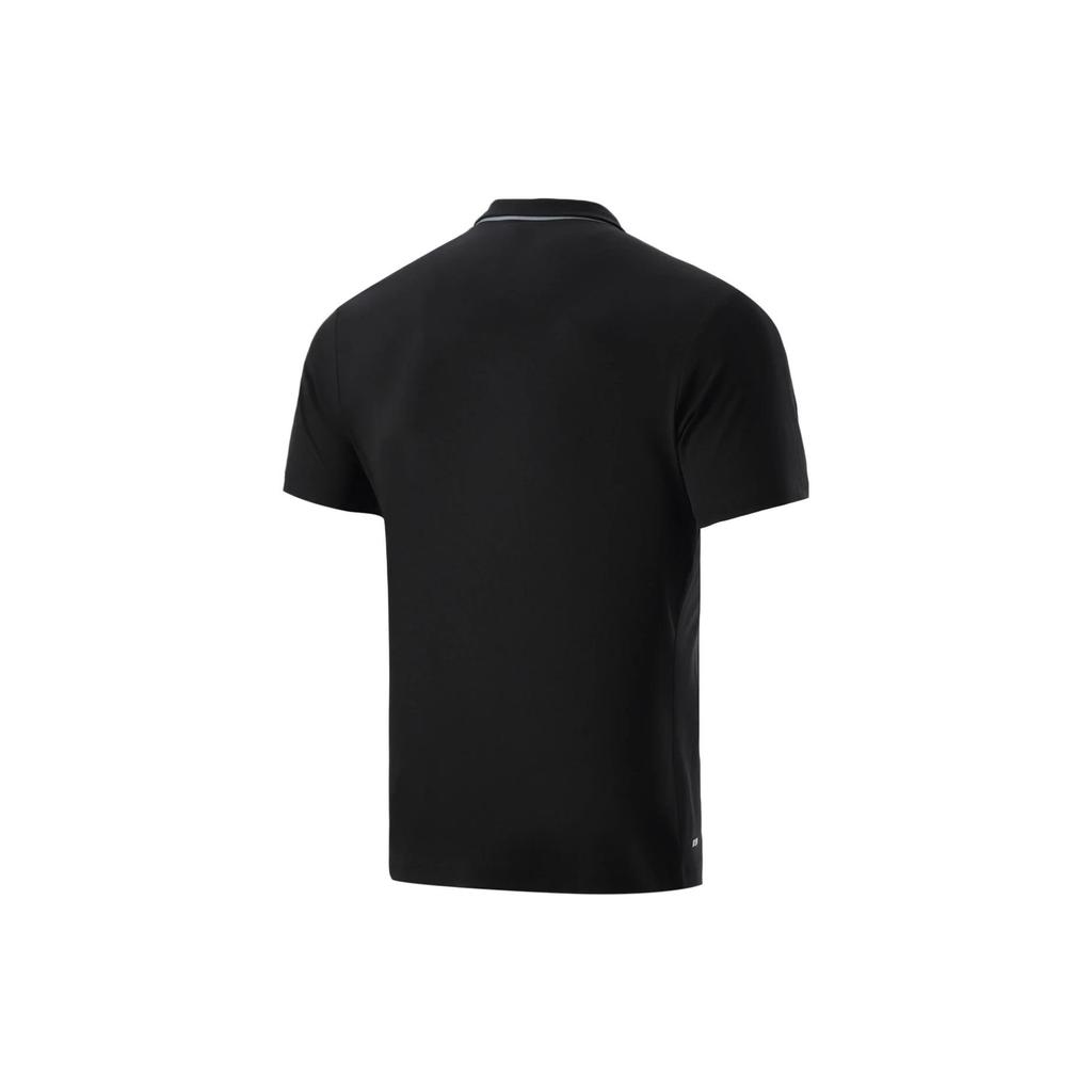 Li-Ning Pure Color Logo Half-Button Short Sleeve Polo Shirt Men Tops Black APLT123-1
