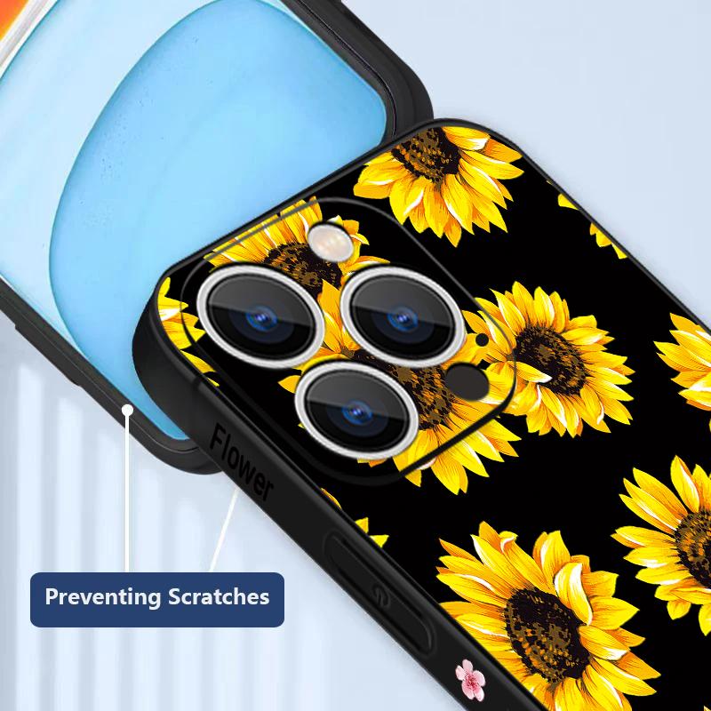 Wrist Strap Lanyard TPU Phone Case For iPhone 17 16 15 Pro Max 13 14 Pro Max 17e 16e 11 White Flower Soft Silicone Back Cover