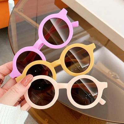 Children's Sunglasses Inset Style Round Frame 1-7 Year Old Baby Sunglasses Sun Shading Sun Protection
