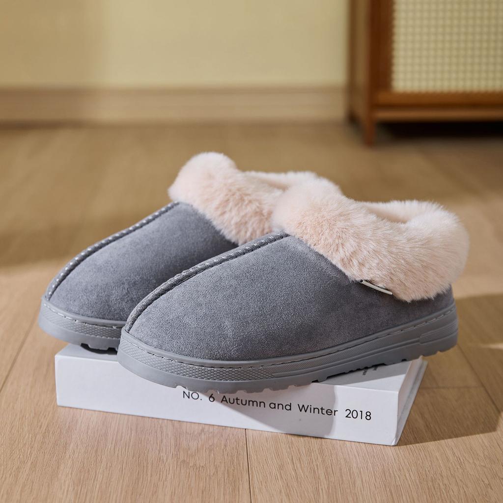 Cross-border wholesale bag heel thick-soled snow boots velvet outer cotton shoes winter couple casual home non-slip cotton slippers