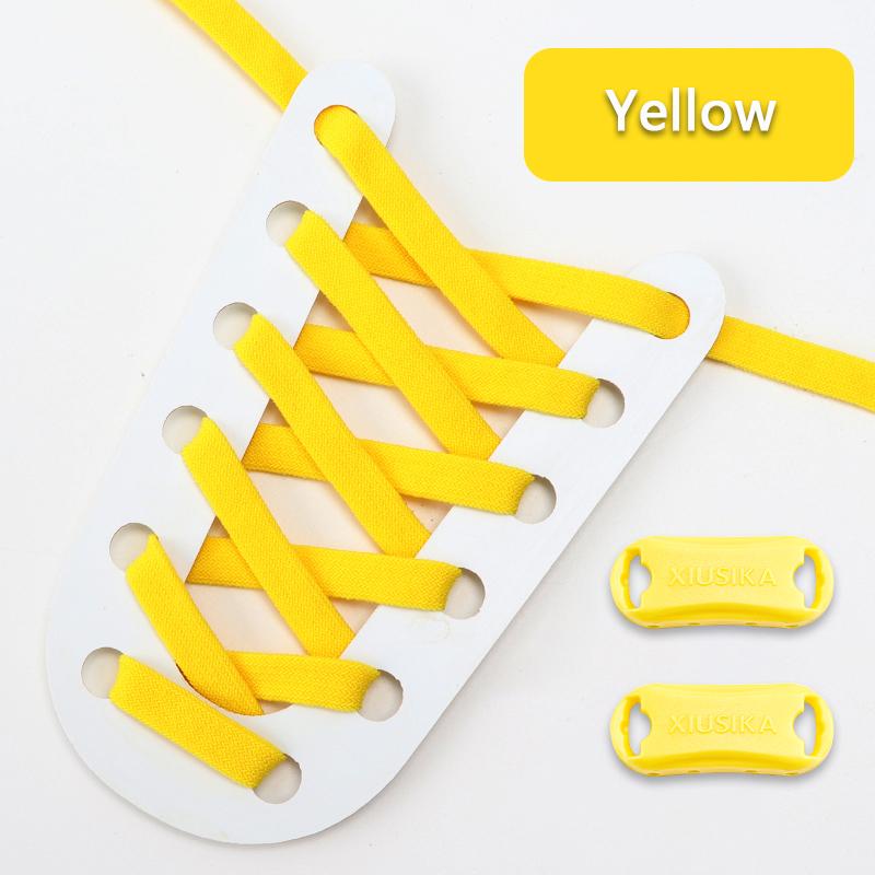 

Эластичные плоские шнурки без завязывания для детей и взрослых, регулируемые шнурки без завязывания для обуви, шнурки для кроссовок, эластичные шнурки жёлтый