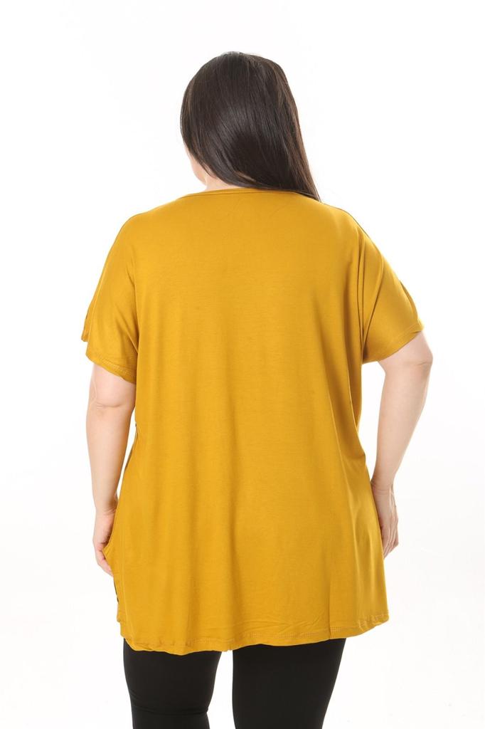 Damen-Bluse in großen Größen, Kleidung in Übergröße, gelbe Bluse mit Blumenmuster