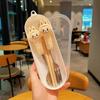 Cute 304 Stainless Steel Forks, Spoons and Chopsticks Cartoon Student and Children's Convenient Tableware Set